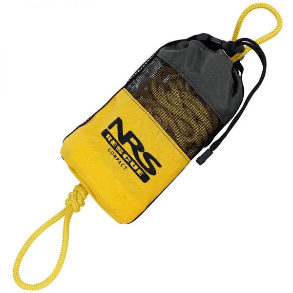 A yellow bag with a rope attached to it.