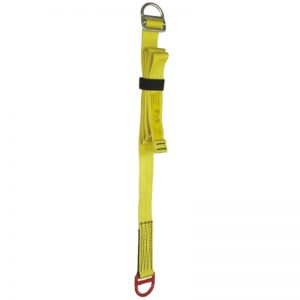A yellow 2-10 FT. EXTRA HD ANCHOR RUNNER with a hook attached to it.