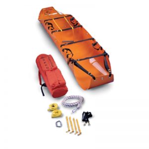 An ENTRY-EASE stretcher with a bag and other equipment.