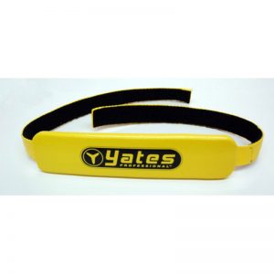 A yellow belt with the word yates on it.
