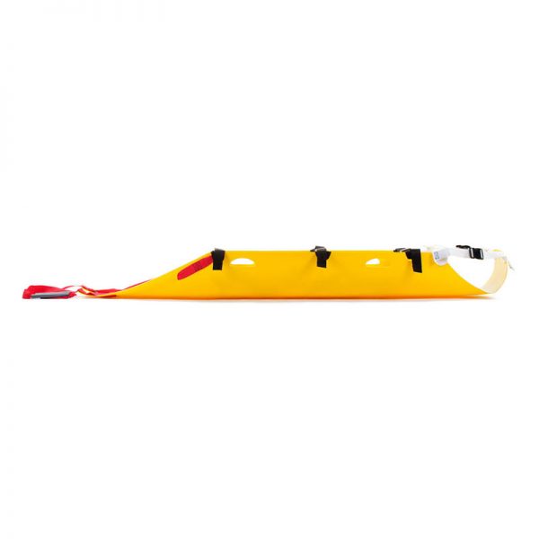 A yellow SKED RESCUE SYSTEM COBRA, ORG on a white background.