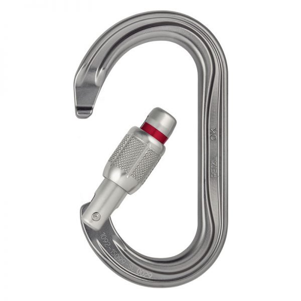 A carabiner on a white background.