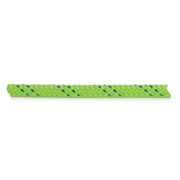 A green FIELD GUIDE rope with blue dots on it.
