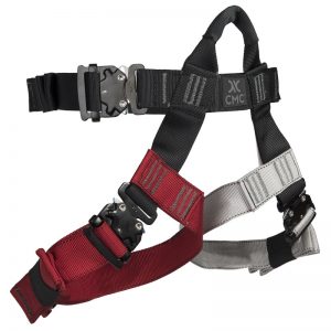 A red and black HARNESS, UTILITY, CMC with two straps.