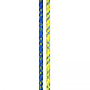 A 6.5mm Dynamic Prusik x 60m rope with blue and yellow dots.