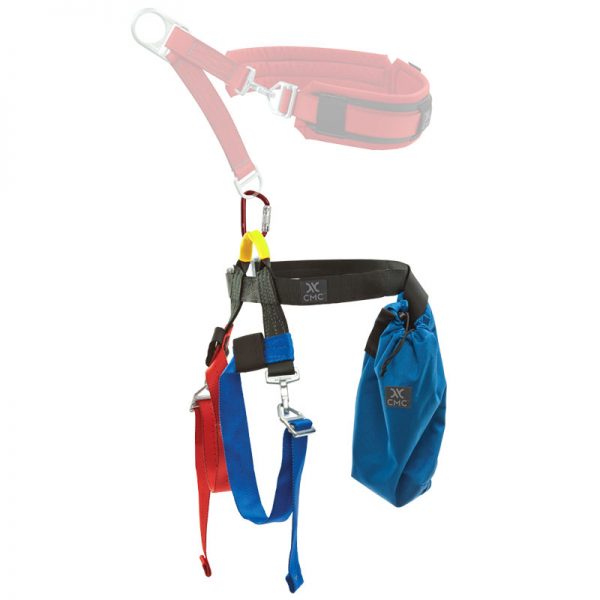 A blue and red HARNESS, UTILITY, CMC with a red and blue strap.