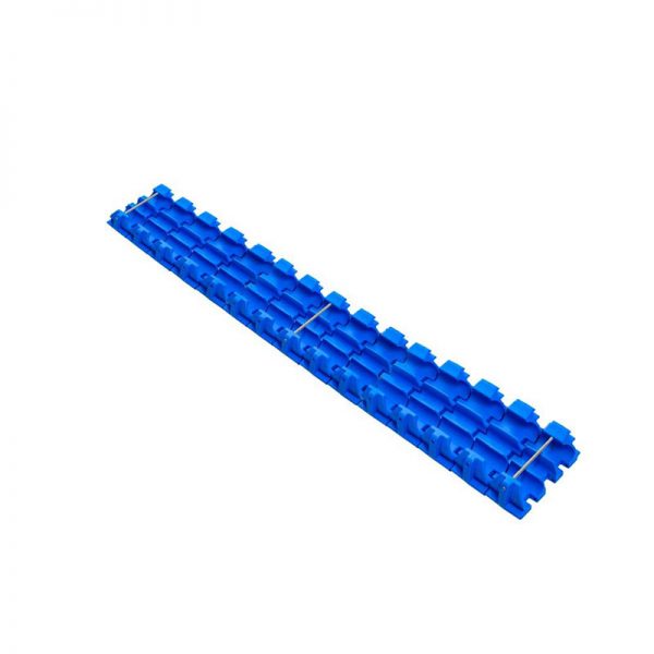 A blue plastic rail on a white background.