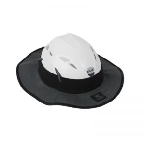 A white and black hat on a white background.