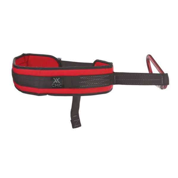 A red and black HARNESS with an adjustable strap.