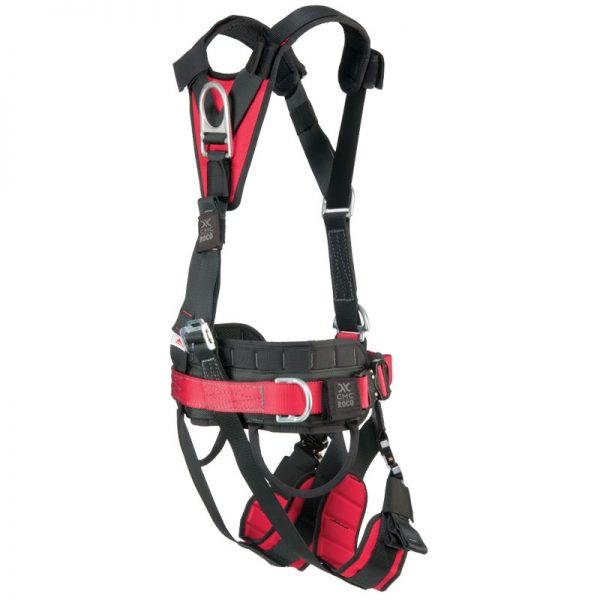 A red and black HARNESS, UTILITY, CMC on a white background.