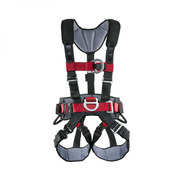 A black and red HARNESS, UTILITY, CMC on a white background.