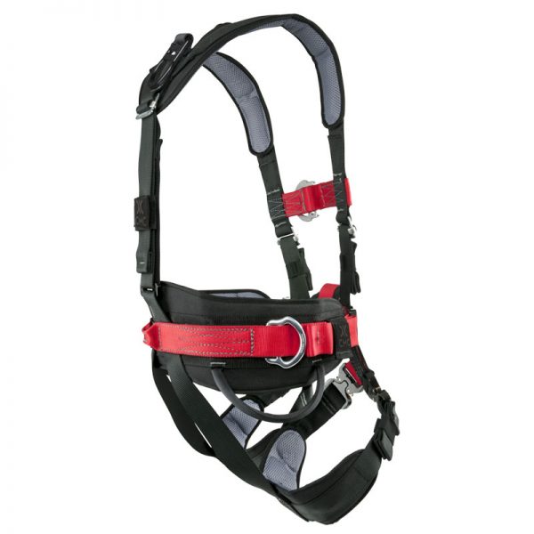 A black and red HARNESS, UTILITY, CMC on a white background.