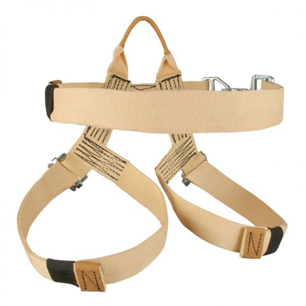 A tan HARNESS, UTILITY, CMC with black straps on a white background.