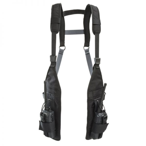 A black HARNESS, UTILITY, CMC with two straps on it.