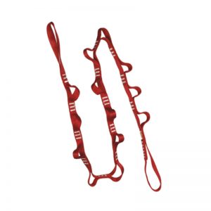 A red lanyard with a rope attached to it.