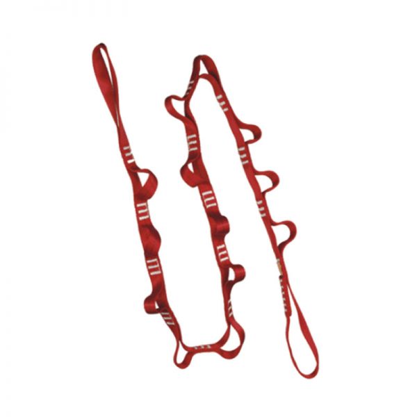 A red lanyard with a rope attached to it.