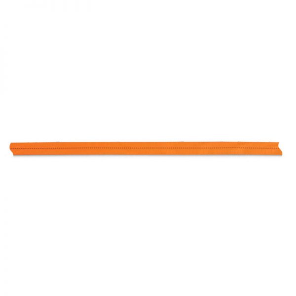 A piece of orange plastic on a white background.