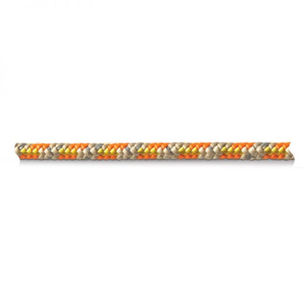 An orange and white rope on a white background.
