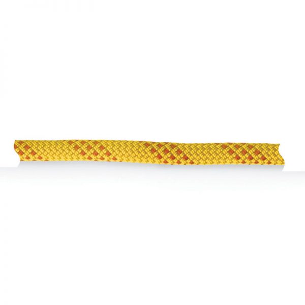A yellow and orange rope on a white background.