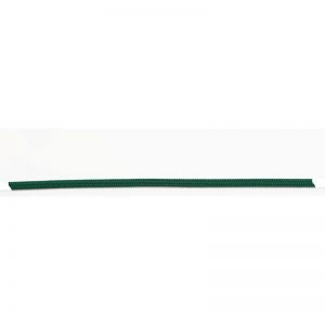 A green plastic cord on a white background.