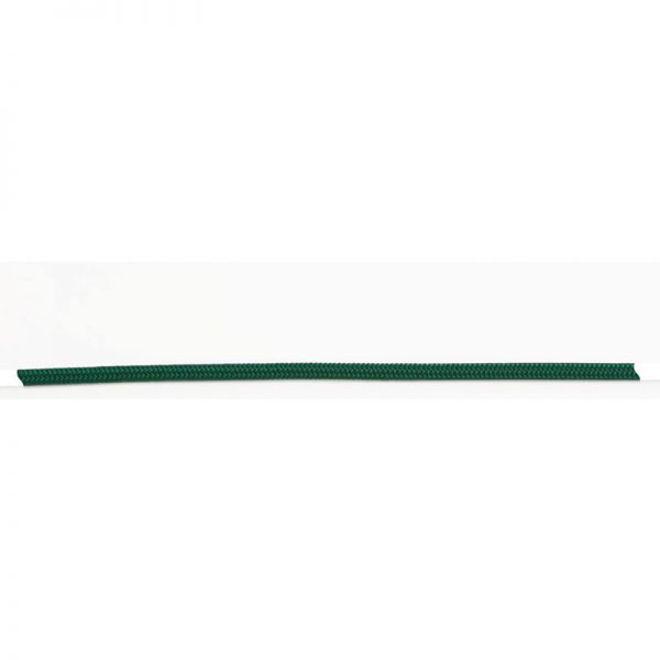 A green plastic cord on a white background.