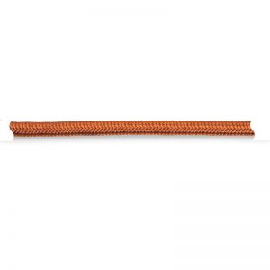 An orange braided rope on a white background.