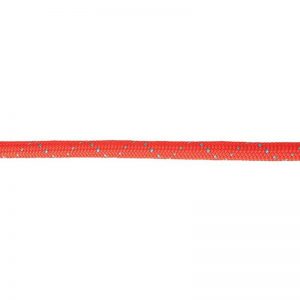A red rope with blue dots on it.