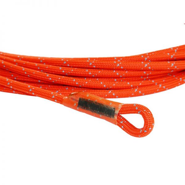 An orange rope with a hook on it.
