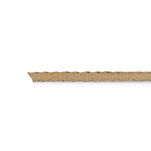 A beige woven belt on a white background.