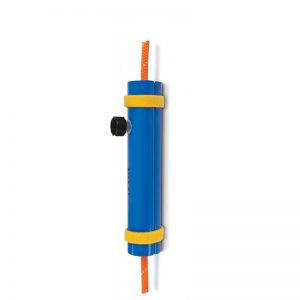 A blue and orange Ladderline, 3/8, CMC with a handle attached to it.