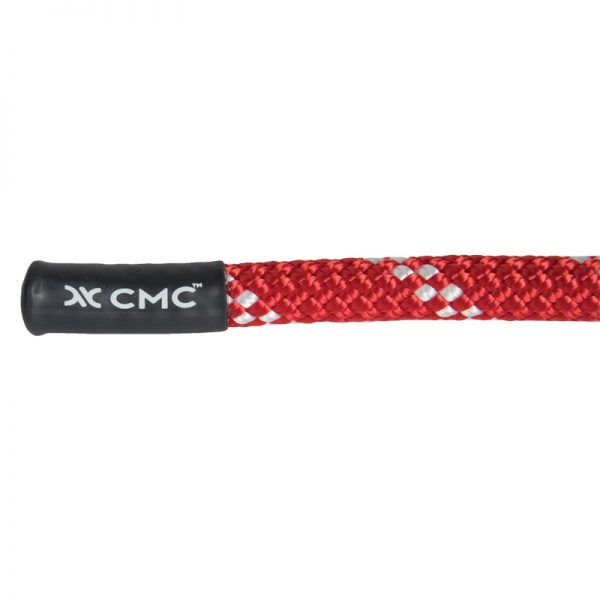 A red and black LADDERLINE, 3/8, CMC rope with the word xcm on it.