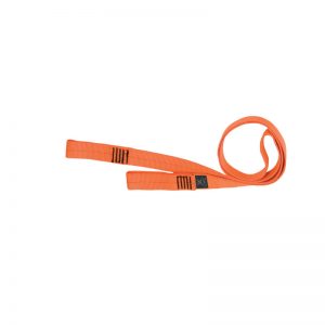 An orange strap on a white background.