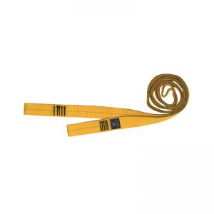 A yellow belt on a white background.