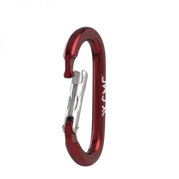 A red CARABINER, ALUMINUM OVAL, CMC on a white background.