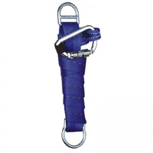 A blue lanyard with a metal carabiner.