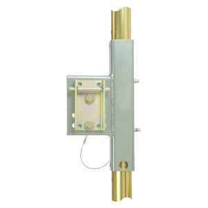 A PULLEY door lock with a brass handle.