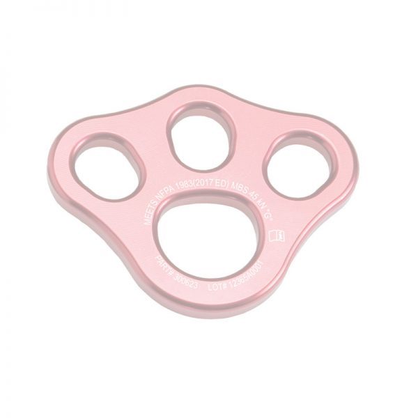 An image of a pink RESCUE ring on a white background.