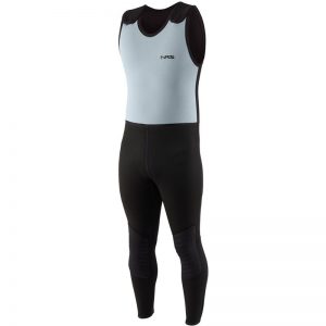The NRS Steamer 3/2mm wetsuit is black and blue.