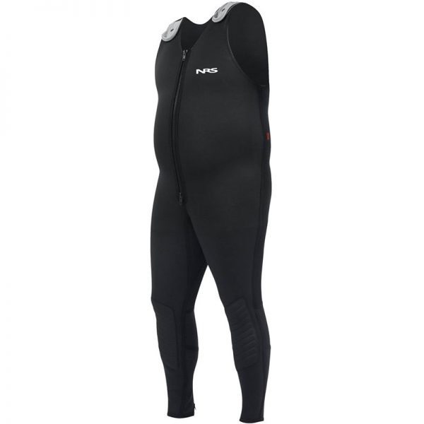 An NRS Steamer 3/2mm wetsuit with a zipper on the side.