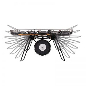 A RESCUE RACK drone with a wheel on top of it.