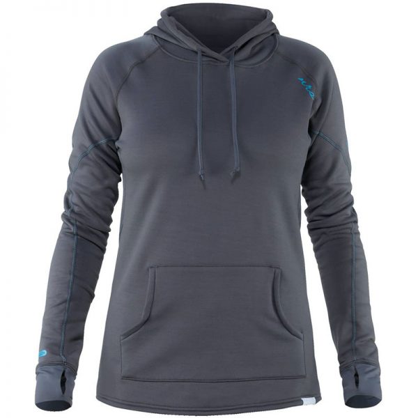 NRS Men's Expedition Weight Union Suit: A women's grey hoodie with blue detailing.