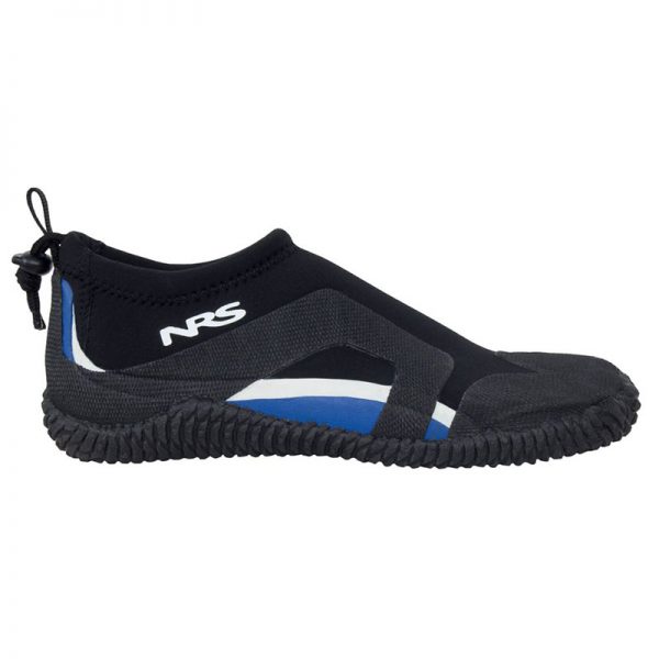 A pair of black and blue NRS ATB Wetshoes.