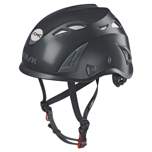 An image of a black helmet on a white background.