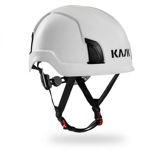 A white helmet with the word kmw on it.