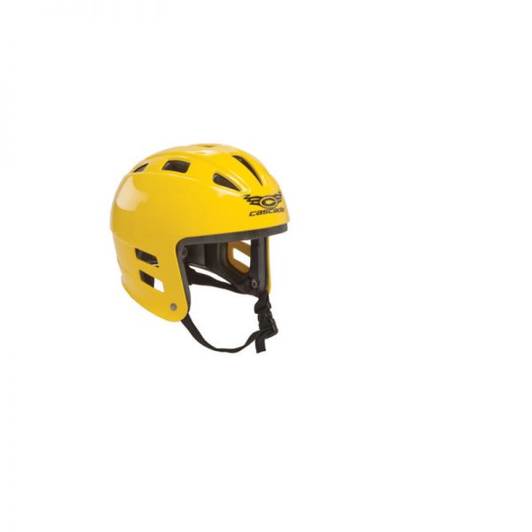 A yellow helmet on a white background.