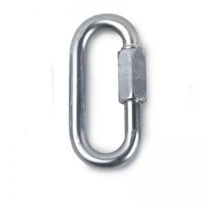 A stainless steel CARABINER, KEY, BLK, CMC on a white background.