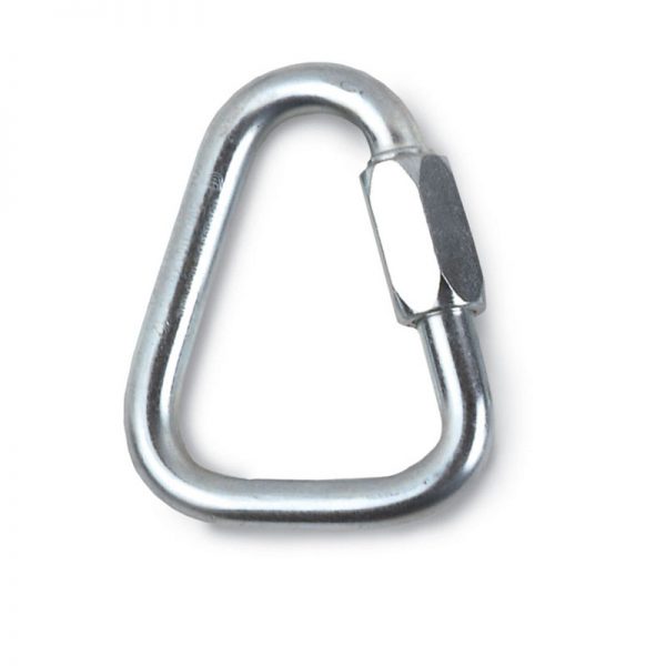 A stainless steel CARABINER, KEY, BLK, CMC on a white background.