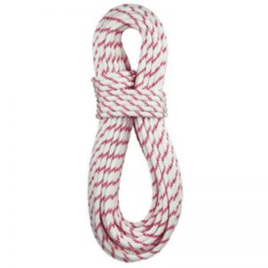 A white and pink rope on a white background.