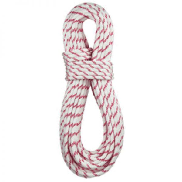 A white and pink rope on a white background.