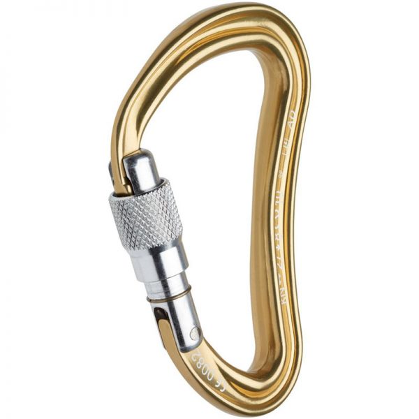 An Omega Standard D 1/2" Steel NFPA Screw-Lok Carabiner on a white background.